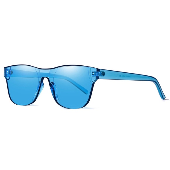 Daily Deal Bin Accessories - Rimless Wayfarer Sunglasses Retro Sky Blue Classic